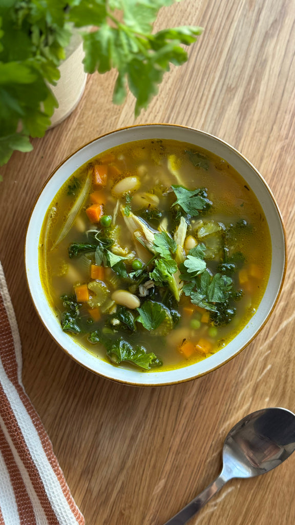 Nourish Me Chicken Soup with Bone Broth Recipe | Freja UK