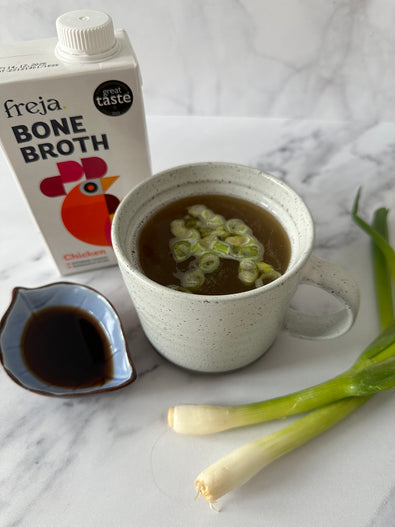 Boost Your Broth: Chicken Bone Broth with Miso, Soy & Spring onion