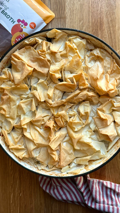 Spring Chicken & Greens Pie with Bone Broth Recipe