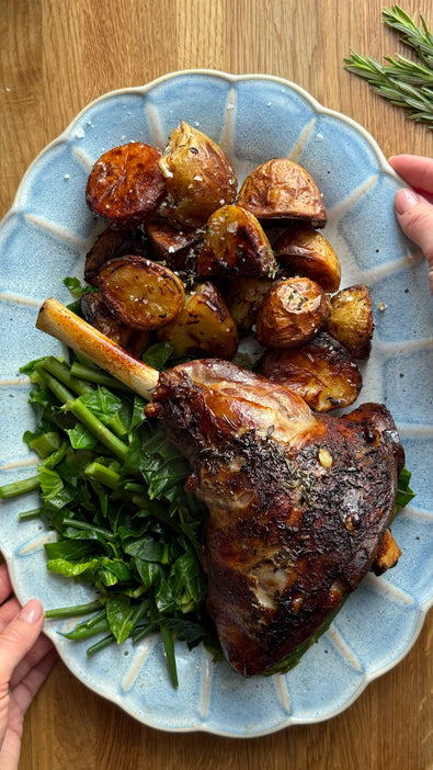 Slow-Roasted Leg of Lamb with Bone Broth Recipe