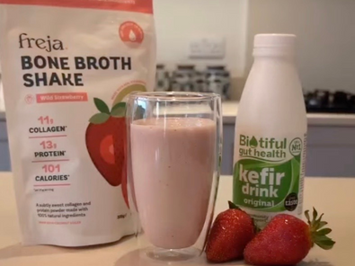 Strawberry & Kefir Bone Broth Shake