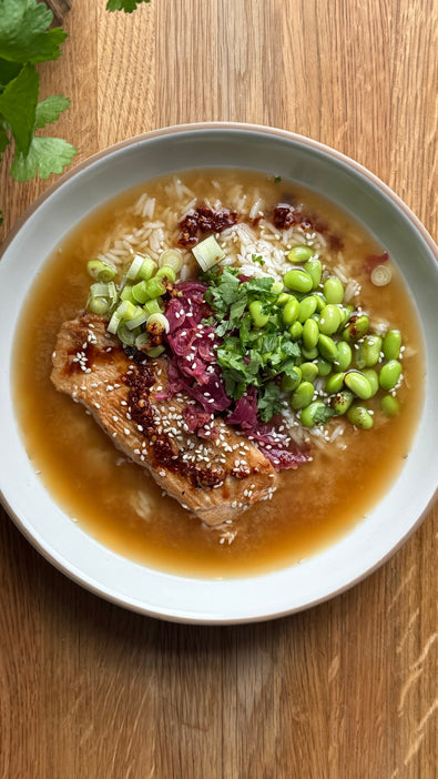 Miso Salmon Brothy Rice Bowl with Bone Broth Recipe