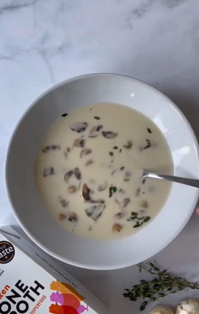 Boost your Broth: Chicken bone broth, cream and mushroom