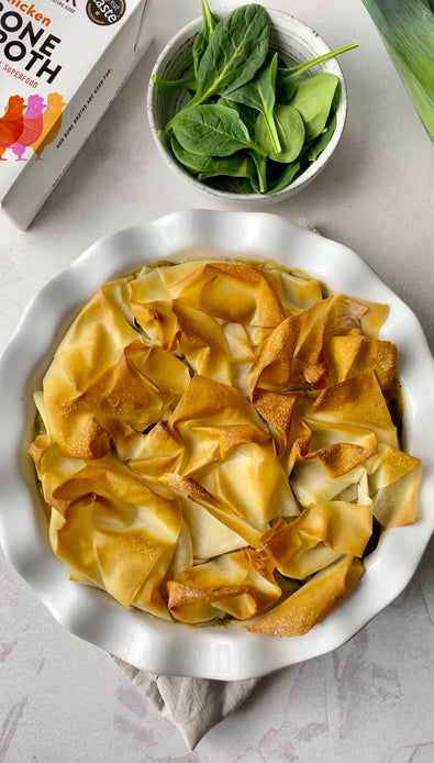 Chicken, Leek, Filo Pie with Bone Broth Recipe