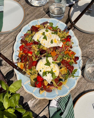 Mediterranean Orzo Salad with Burrata