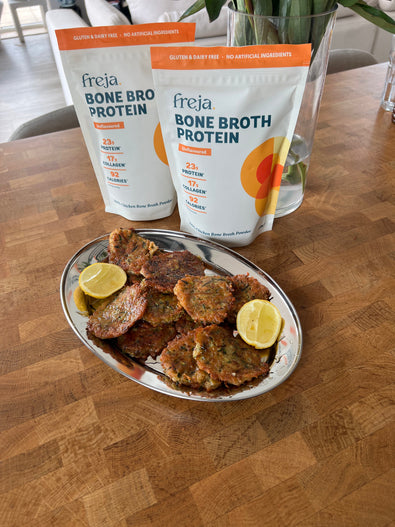 Courgette Halloumi Fritter with Bone Broth Recipe