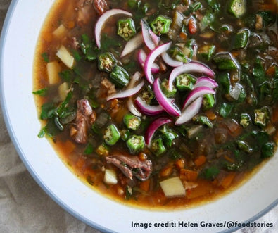 Oxtail Soup with Scotch Bonnet, Potatoes & Okra