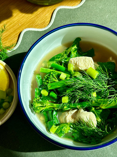 Spring Greens Chicken Soup