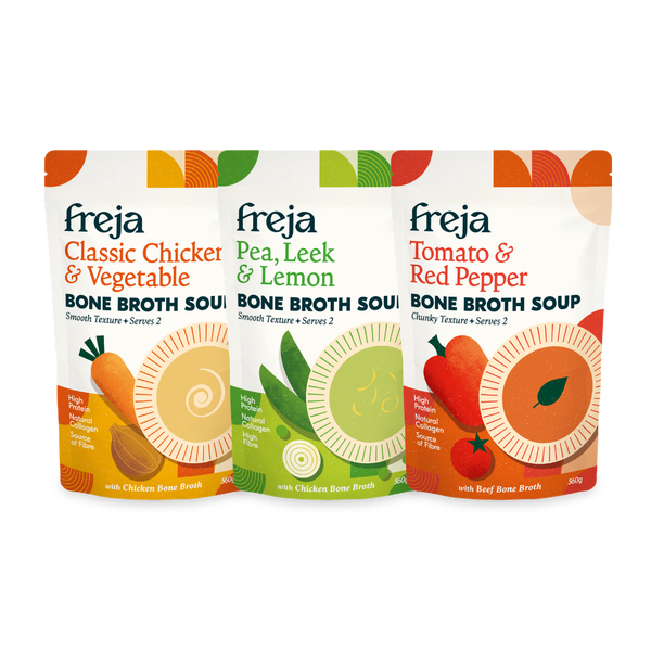 Best of Bone Broth Soup - Classic Chicken, Red Pepper & Tomato, and Pea Leek & Lemon