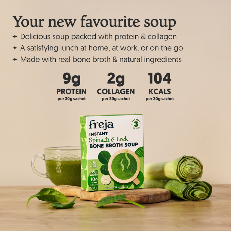 Best of Instant Bone Broth Soup - Spinach & Leek, Classic Tomato, and Thai Chicken