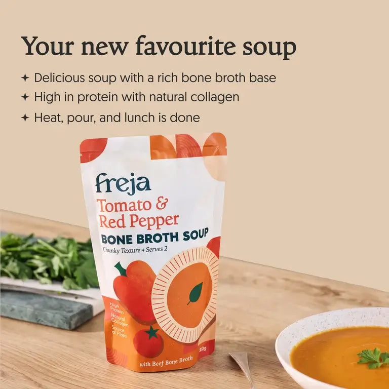 Best of Bone Broth Soup - Classic Chicken, Red Pepper & Tomato, and Pea Leek & Lemon